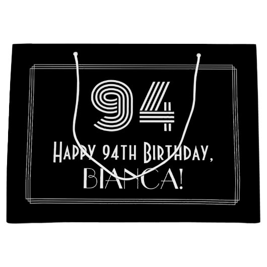 94番目の誕生日—インスパイアアールデコ「94」の外観と名前 ラージペーパーバッグ (正面)