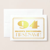 94番目の誕生日、名前+アールデコインスパイア「94」を見る 箔カード (封筒付き正面)