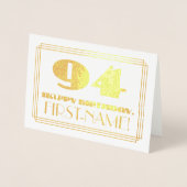 94番目の誕生日、名前+アールデコインスパイア「94」を見る 箔カード (正面)