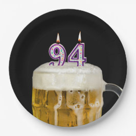 94誕生日ビールオンブラック紙プレート ペーパープレート