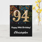 94誕生日レインボー花火ブラック&金ゴールド カード (黄色い花)