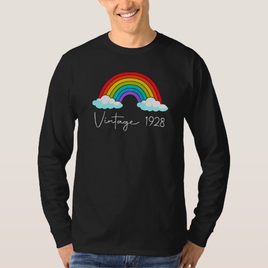 94誕生日ヴィンテージ1928レインボー誕生日 Tシャツ (正面)