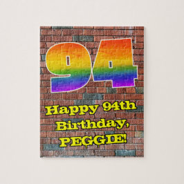 94誕生日:おもしろいグラフィティインスパイアレインボー94 ジグソーパズル