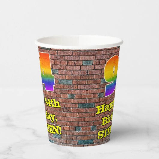 94誕生日:おもしろいグラフィティインスパイアレインボー94 紙コップ (左)