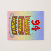 94誕生日:おもしろいケーキとキャンドル+名前をカスタムする ジグソーパズル (横)