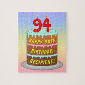 94誕生日:おもしろいケーキとキャンドル+名前をカスタムする ジグソーパズル (縦)