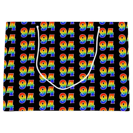 94誕生日:おもしろいレインボーイベント第94パターン ラージペーパーバッグ (正面)