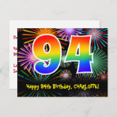 94誕生日-おもしろい花火パターン+虹94 ポストカード (正面/裏面)