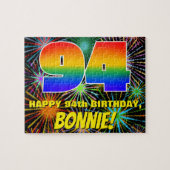 94誕生日:おもしろい、お祝カラフルい花火 ジグソーパズル (横)