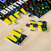 94誕生日:おもしろい、カラフル音楽シンボル、「94」 ジグソーパズル (側面)