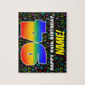 94誕生日:おもしろい、カラフル音楽シンボル、「94」 ジグソーパズル (縦)