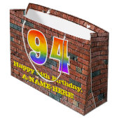 94誕生日:おもしろい、グラフィティインスパイアレインボーー# 94 ラージペーパーバッグ (裏面アングル)