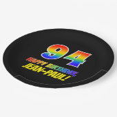 94誕生日:はっきりした,おもしろい,シンプル虹, 94 ペーパープレート (アングル)