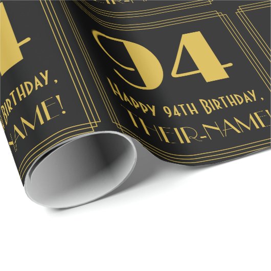 94誕生日~アールデコ見るインスパイア"94",名前 ラッピングペーパー (ロールコーナー)