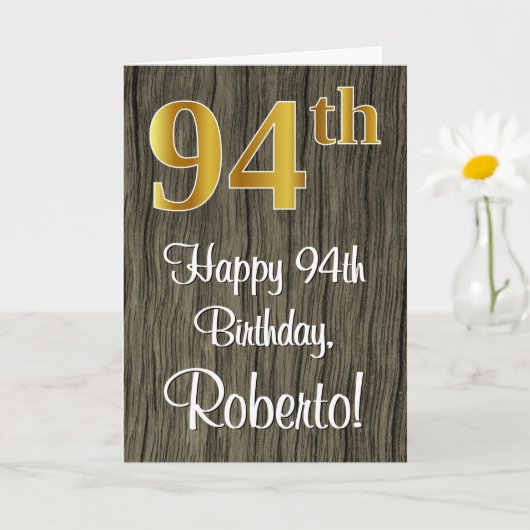 94誕生日:エレガントフェイク金ゴールドルック#,フェイク Wood カード (小さな植物)