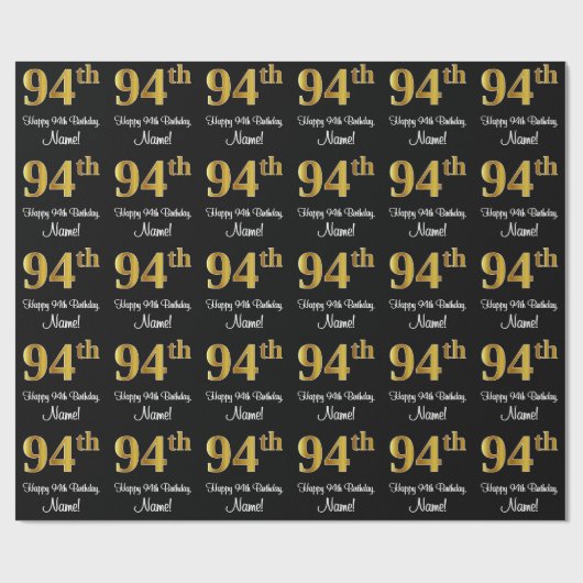 94誕生日:エレガント豪華なフェイク金ゴールドルック# ラッピングペーパー (フラット)