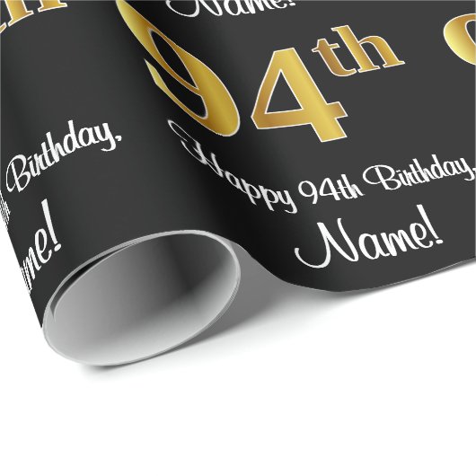 94誕生日:エレガント豪華なフェイク金ゴールドルック# ラッピングペーパー (ロールコーナー)