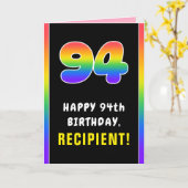 94誕生日:カラフルレインボー# 94,名前をカスタムする カード (黄色い花)