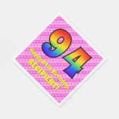 94誕生日:ピンクストライプのハート、レインボー# 94 スタンダードランチョンナプキン (角)