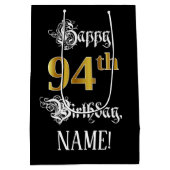 94誕生日~ファンシースクリプト;フェイク金ゴールド検索;名前 ミディアムペーパーバッグ (裏面)