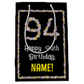 94誕生日:フローラ花数名前をカスタムする ミディアムペーパーバッグ (正面)