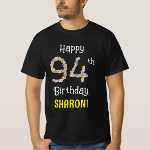 94誕生日:フローラ花数"94" +名前 Tシャツ