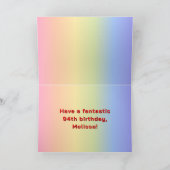 94誕生日：レインボー文字カスタム、写真&名前 カード (内部)