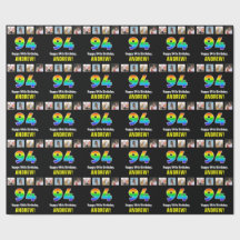 94誕生日：レインボー「94」、写真カスタムと名前