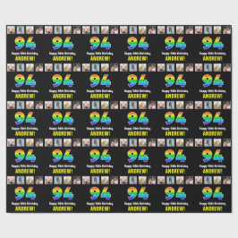 94誕生日：レインボー「94」、写真カスタムと名前 ラッピングペーパー