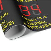 94誕生日：レッドデジタルクロックスタイル「94」 +名前 ラッピングペーパー (ロールコーナー)