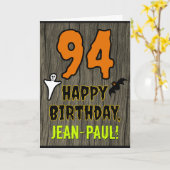 94誕生日:不気味ハロウィーンテーマ、名前をカスタムする カード (黄色い花)