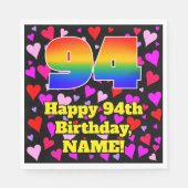 94誕生日:愛するハートパターン、虹# 94 スタンダードランチョンナプキン (正面)