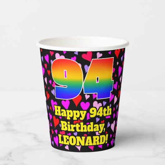 94誕生日:愛するハートパターン, Rainbow 94 紙コップ (裏面)