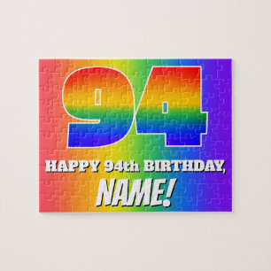 94誕生日-数々の色の虹の模様「94」 ジグソーパズル