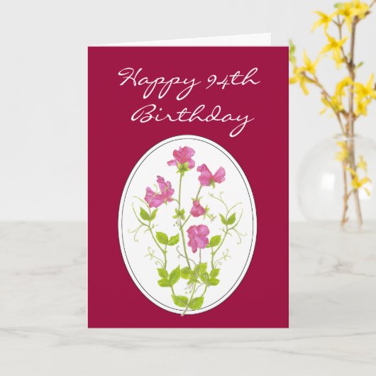 94誕生日、水彩スイートピーと聖なる書物、 経典 カード (黄色い花)