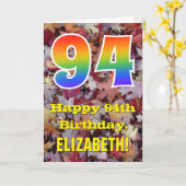 94誕生日、素朴紅葉、レインボー「94」 カード (黄色い花)