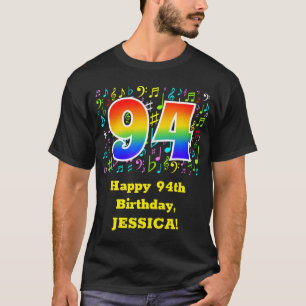 94誕生日:音カラフル楽シンボル、Rainbow 94 Tシャツ