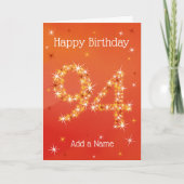 94誕生日- 94インチ星 – 赤 – Age 94カード カード (正面)