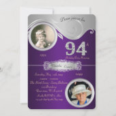 94,誕生日マン94，アエレガントートデコ，パープル 招待状 (正面)
