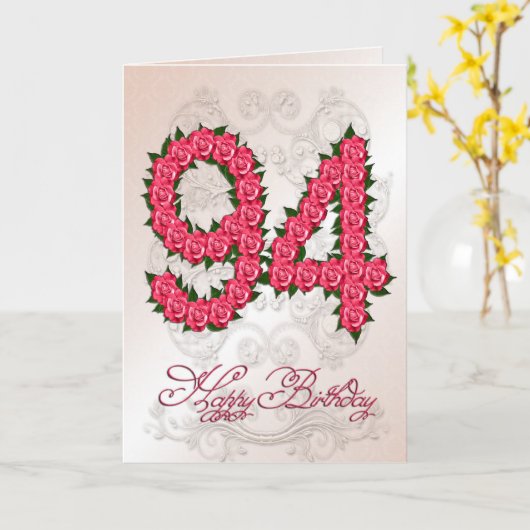 94th誕生日カード(バラと葉付) カード (黄色い花)