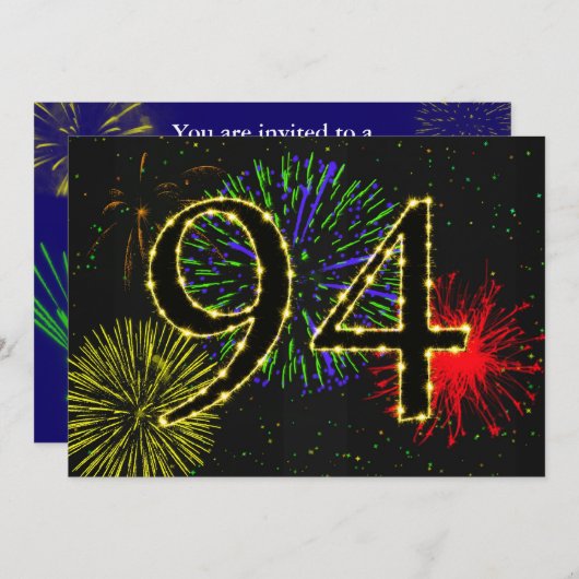 94th誕生日パーティー招待日 招待状 (正面/裏面)