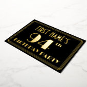 94th誕生日パーティー：アールデコ見る"94"，名前と 箔招待状 (回転した状態)