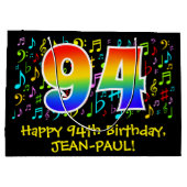 94th誕生日-カラフル音楽シンボル， Rainbow 94 ラージペーパーバッグ (裏面)