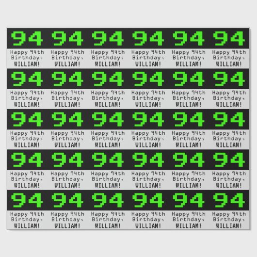 94th誕生日 – ネディ/オタク系のスタイル「94」と名前 ラッピングペーパー (フラット)