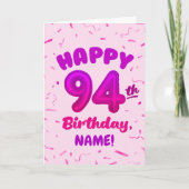 94th Balloon Number Custom Name Birthday Card カード (正面)