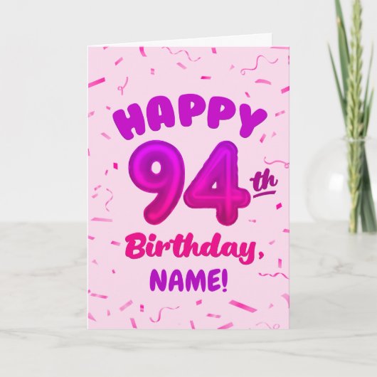 94th Balloon Number Custom Name Birthday Card カード (正面)