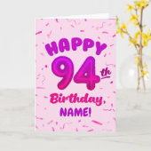 94th Balloon Number Custom Name Birthday Card カード (黄色い花)