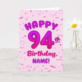 94th Balloon Number Custom Name Birthday Card カード