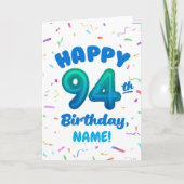 94th Balloon Number Custom Name Birthday Card カード (正面)