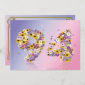 94th Birthdayパーティー、花の文字 招待状 (正面/裏面)